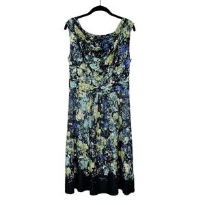 NIC + ZOE Multicolor Draped Sleeveless Fit and Flare Knit Dress Size S